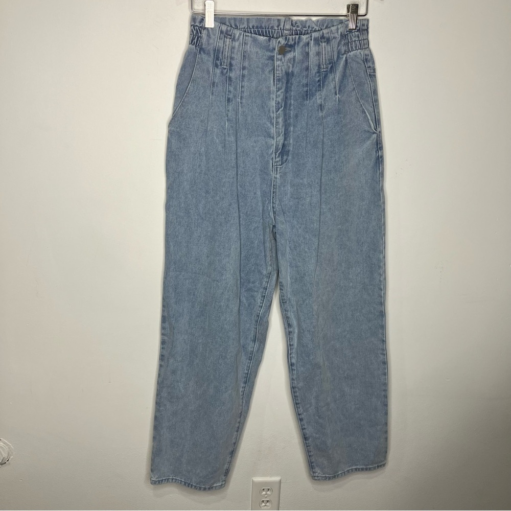 Aaron‎ & Amber high rise tapered jeans paper bag waist size large new with tags